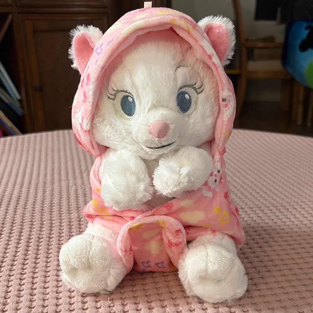 NWOT DISNEY 2023 Marie Baby Plush in Swaddle (swaddle is reversible) 10”
